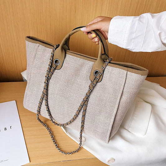 Wholesale New Bucket Bag Women Large Capacity Canvas Shoulder Chain Tote Bag