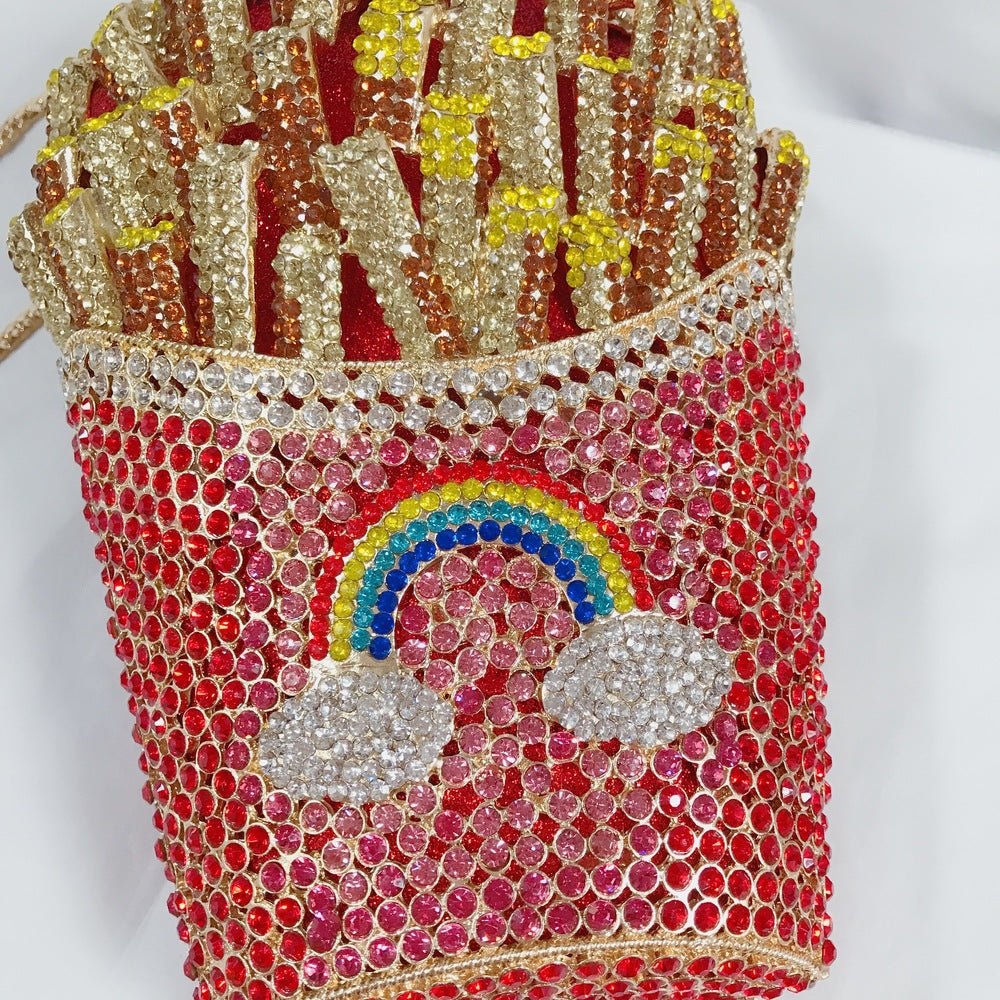 3D Fry Crystal Evening Clutch Bag.