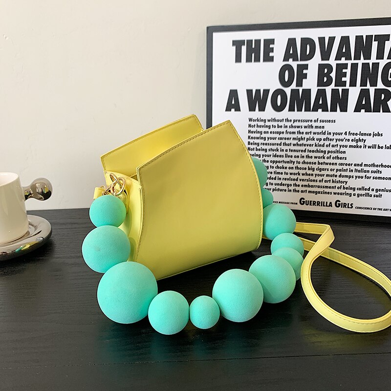 Spring Summer New Niche Personality Handbag Quality Yellow Pu Leather Crossbody Bag Geometric Shape Shoulder Bags Female Hot