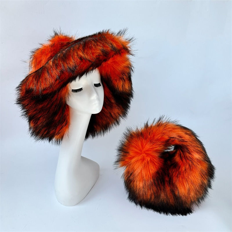 Faux Fur Hat & Purse- Set