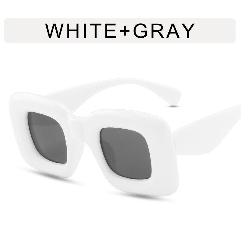 Square inflatable expansion sunglasses, new candy colored sunglasses from Europe and America, personalized trend, large frame sunglasses