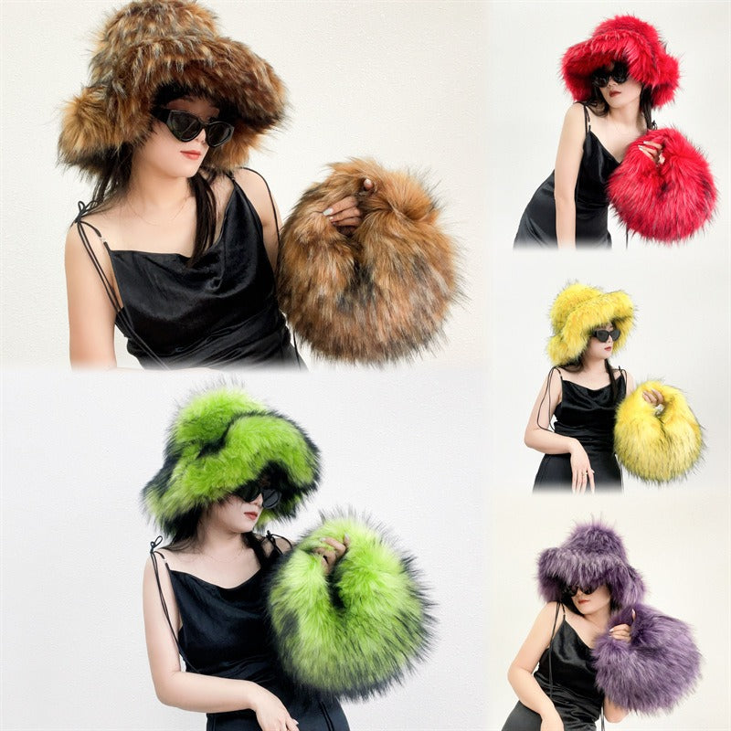 Faux Fur Hat & Purse- Set