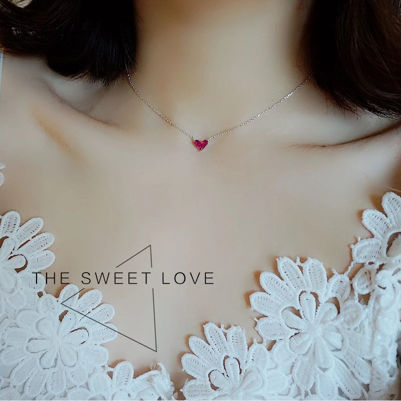 Cute Mini Heart Short Clavicle Chain - Sterling Silver